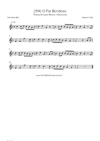 Harpa Cristã (314) O Pai Bondoso score for Clarinet (Bb)