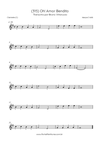 Harpa Cristã (315) Oh! Amor Bendito score for Clarinet (C)