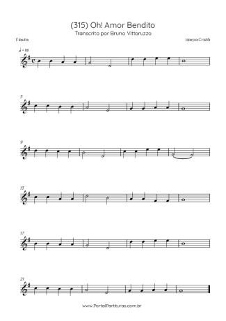 Harpa Cristã (315) Oh! Amor Bendito score for Flute