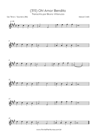 Harpa Cristã (315) Oh! Amor Bendito score for Tenor Saxophone Soprano (Bb)