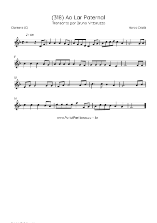 Harpa Cristã (318) Ao Lar Paternal score for Clarinet (C)