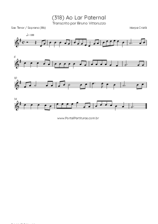 Harpa Cristã (318) Ao Lar Paternal score for Tenor Saxophone Soprano (Bb)