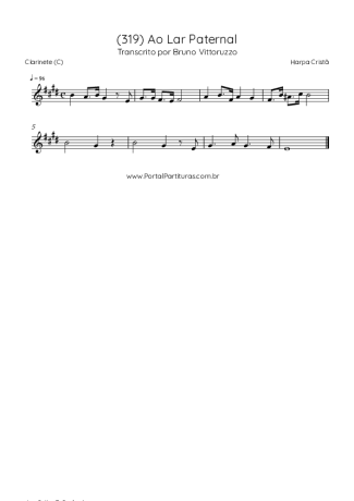Harpa Cristã (319) Ao Lar Paternal score for Clarinet (C)