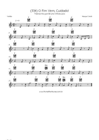 Harpa Cristã (334) O Fim Vem Cuidado score for Acoustic Guitar