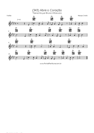 Harpa Cristã (343) Abre O Coração score for Acoustic Guitar