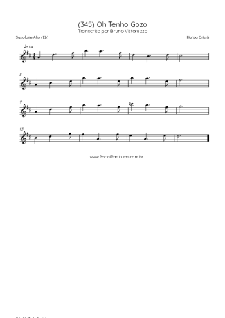 Harpa Cristã (345) Oh Tenho Gozo score for Alto Saxophone