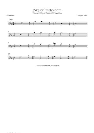 Harpa Cristã (345) Oh Tenho Gozo score for Cello