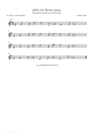 Harpa Cristã (345) Oh Tenho Gozo score for Tenor Saxophone Soprano (Bb)