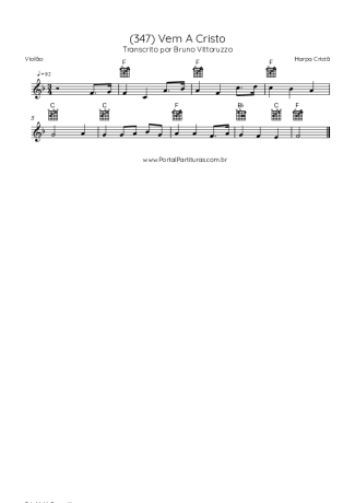 Harpa Cristã (347) Vem A Cristo score for Acoustic Guitar