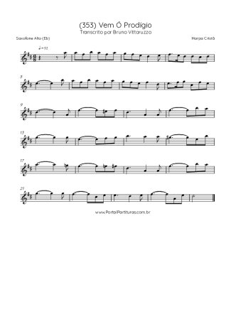 Harpa Cristã (353) Vem Ó Prodígio score for Alto Saxophone