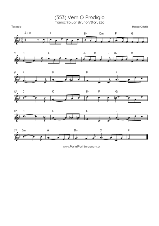 Harpa Cristã (353) Vem Ó Prodígio score for Keyboard