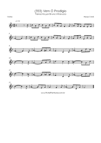 Harpa Cristã (353) Vem Ó Prodígio score for Violin