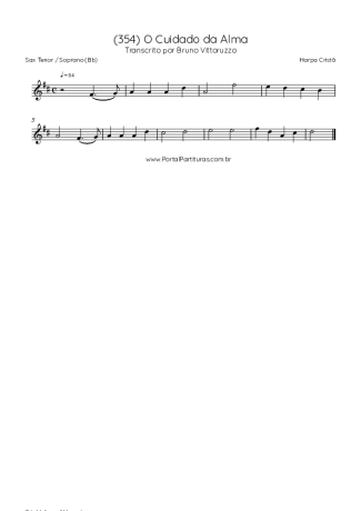 Harpa Cristã (354) O Cuidado Da Alma score for Tenor Saxophone Soprano (Bb)