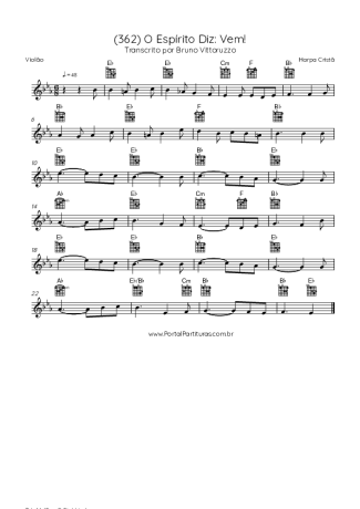 Harpa Cristã (362) O Espírito Diz- Vem! score for Acoustic Guitar