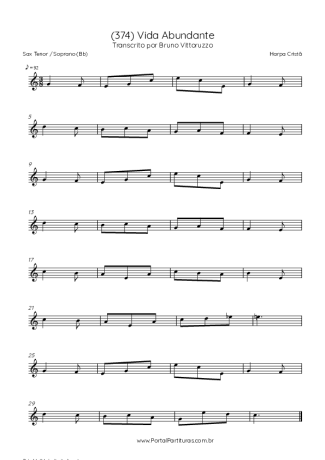 Harpa Cristã (374) Vida Abundante score for Tenor Saxophone Soprano (Bb)