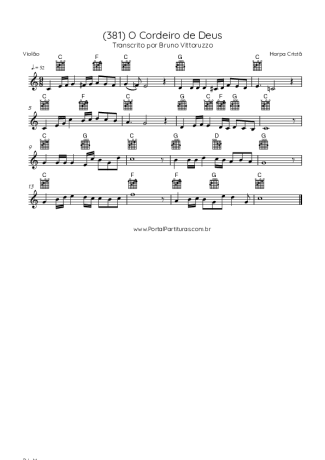 Harpa Cristã (381) O Cordeiro De Deus score for Acoustic Guitar
