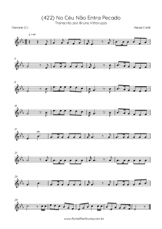 Harpa Cristã (422) No Céu Não Entra Pecado score for Clarinet (C)