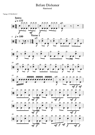 Hatebreed Before Dishonor score for Drums