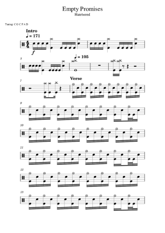 Hatebreed Empty Promises score for Drums