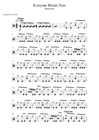 Hatebreed Everyone Bleeds Now score for Drums
