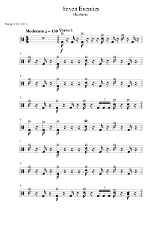 Hatebreed Seven Enemies score for Drums