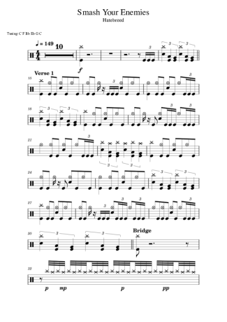 Hatebreed Smash Your Enemies score for Drums
