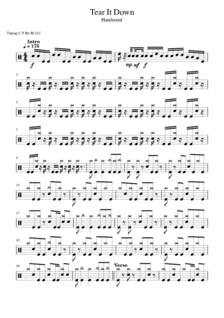 Hatebreed Tear It Down score for Drums