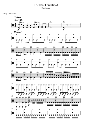 Hatebreed To The Threshold score for Drums