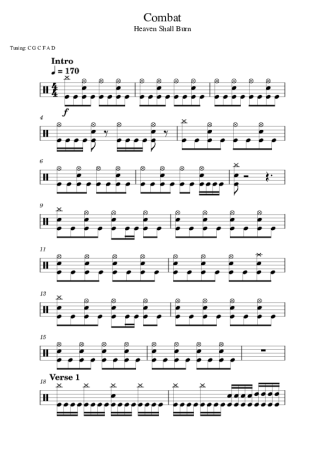 Heaven Shall Burn Combat score for Drums