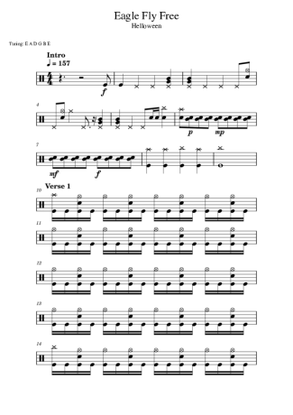 Helloween Eagle Fly Free score for Drums