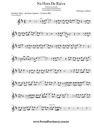 Henrique e Juliano Na Hora Da Raiva score for Tenor Saxophone Soprano (Bb)
