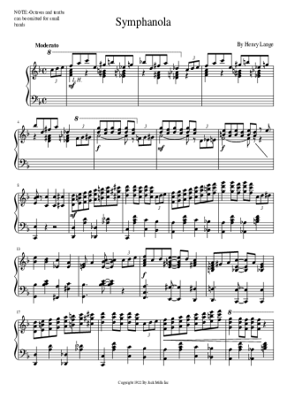 Henry Lange Symphanola score for Piano