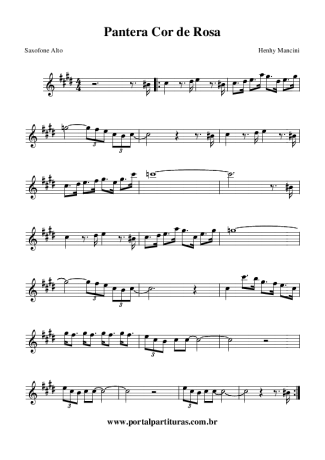 Henry Mancini A Pantera Cor de Rosa (The Pink Panther Theme) score for Alto Saxophone