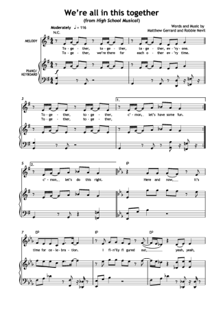 High School Musical We Re All In This Together score for Piano
