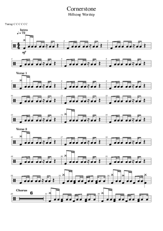 Hillsong Worship Cornerstone score for Drums