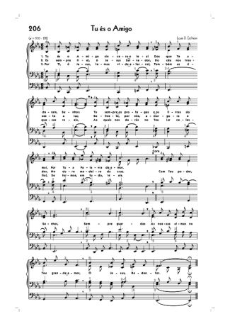 Hinário CCB (206) Tu És O Amigo score for Organ