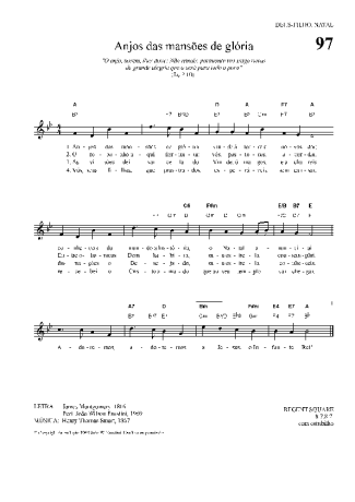 Hinário Para o Culto Cristão Anjos Das Mansões De Glória score for Keyboard