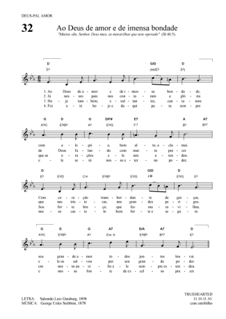 Hinário Para o Culto Cristão Ao Deus De Amor E Imensa Bondade score for Keyboard