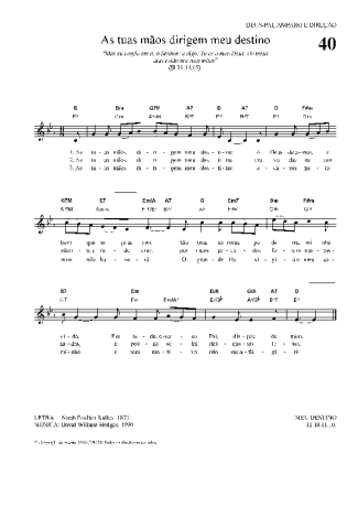 Hinário Para o Culto Cristão As Tuas Mãos Dirigem Meu Destino score for Keyboard