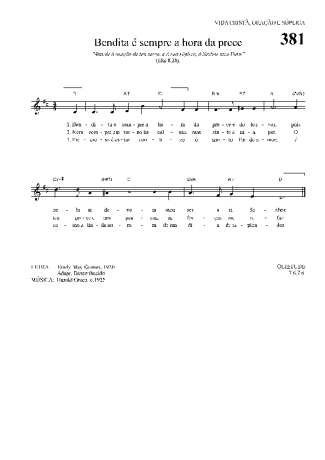 Hinário Para o Culto Cristão Bendita é Sempre A Hora Da Prece score for Keyboard