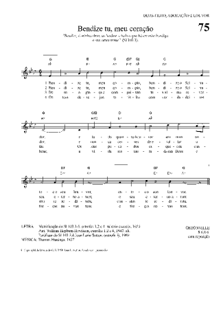 Hinário Para o Culto Cristão Bendize Tu Meu Coração score for Keyboard