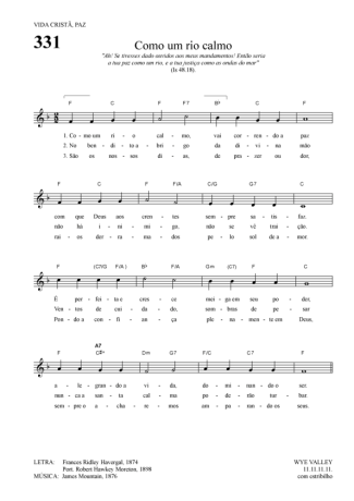 Hinário Para o Culto Cristão Como Um Rio Calmo score for Keyboard