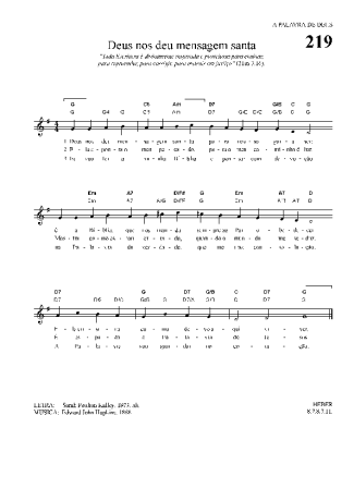 Hinário Para o Culto Cristão Deus Nos Deu Mensagem Santa score for Keyboard
