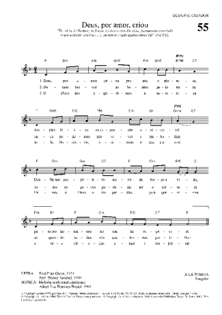 Hinário Para o Culto Cristão Deus Por Amor Criou score for Keyboard