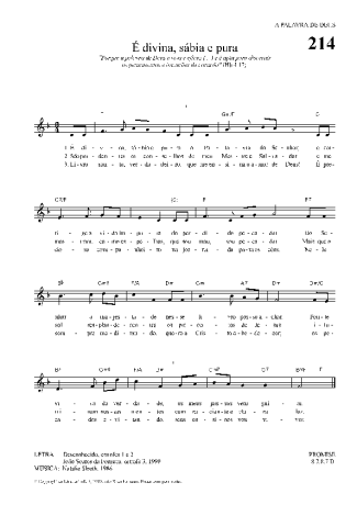 Hinário Para o Culto Cristão É Divina Sábia E Pura score for Keyboard