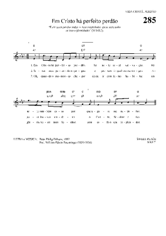 Hinário Para o Culto Cristão Em Cristo Há Perfeito Perdão score for Keyboard