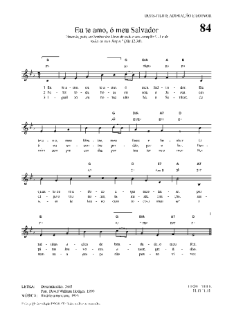 Hinário Para o Culto Cristão Eu Te Amo ó Meu Salvador score for Keyboard