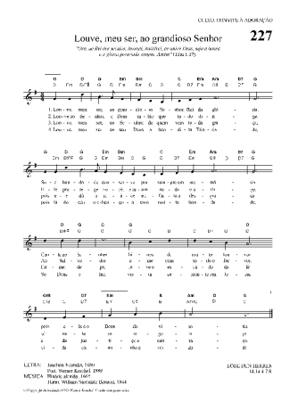 Hinário Para o Culto Cristão Louve Meu Ser Ao Grandioso Senhor score for Keyboard