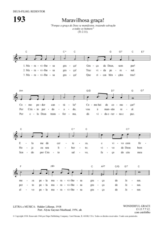 Hinário Para o Culto Cristão Maravilhosa Graça score for Keyboard