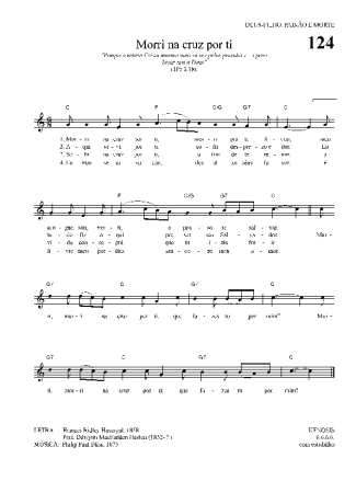 Hinário Para o Culto Cristão Morri Na Cruz Por Ti score for Keyboard